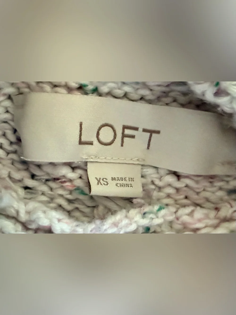 LOFT Light Cream Speckled Textured Cowl Neck Sweater